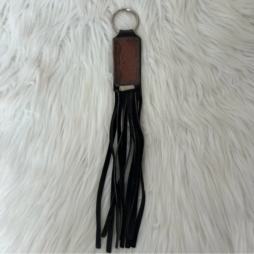 Harley-Davidson Vintage Leather Fringe Leather Tassel Keychain Bikercore Moto